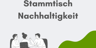 Hellgrauer Hintergrund, dunkelgraue Schrift "Einladung: Stammtisch Nachhaltigkeit". Grüner Klecks in der Ecke unten rechts, weißer Text: "26.01.2022 19h Discord"