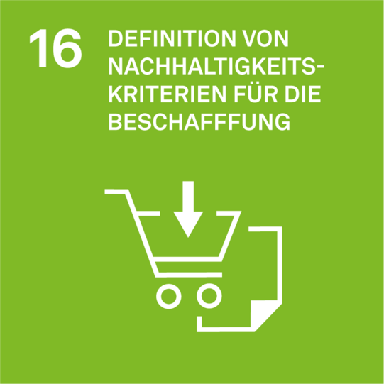 Ziel 16 der Nachhaltigkeitsstrategie: Definition von nachhaltigen Kriterien für die Beschaffung