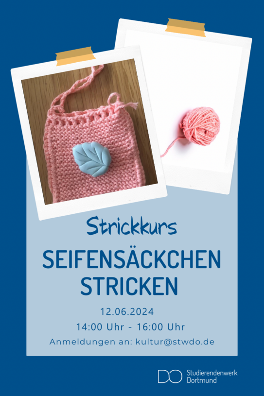 event poster for a soap bag knitting course
