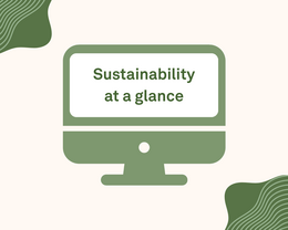 The image shows a PC screen as a graphic. The screen displays the text “Sustainability at a glance"