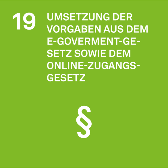 Ziel 19 der Nachhaltigkeitsstrategie: Umsetzung der Vorgaben aus dem E-Government-Gesetz sowie dem Online-Zugangs-Gesetz