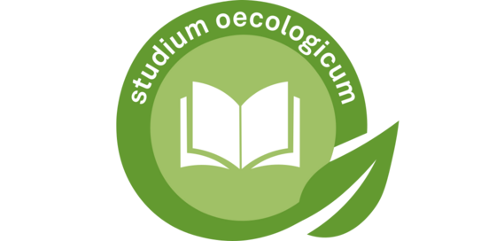 Key visual of the studium oecologicum with an icon of an open book.