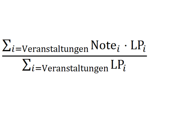 Berechnung der Durchschnittsnote des Zertifikates