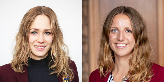 The picture shows a montage of two portraits of two women.
