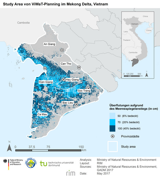 Eine Grafik zeigt Satellitendaten von Vietnam von oben.