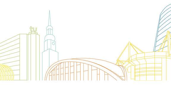 Gezeichnete Dortmunder Skyline.
