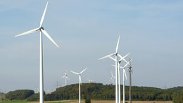 Wind turbines on a field